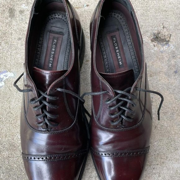 Florsheim Lexington Cap Toe men shoes Burgundy leather lace up 8 1/2 D 17067-05 main image 7